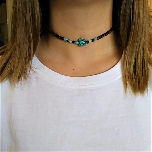 New Turquoise Sea Turtle Choker Necklace - Picture 5 of 5